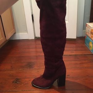 Volatile Velvet Purple Boots sz 8 Thigh High Sexy